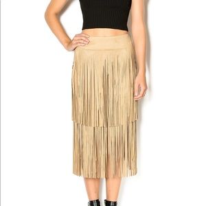 Suede fringe skirt